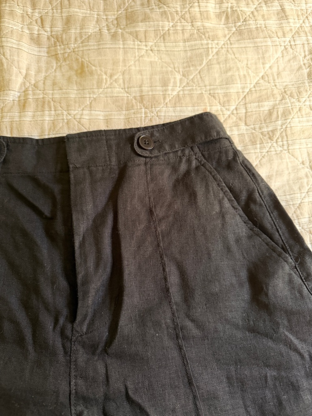 NWOT Madewell Black Linen Trouser Shorts - Picture 3 of 6